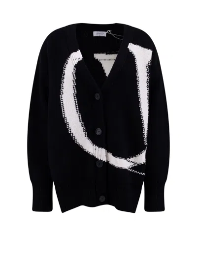 Shop Off-white Ow Maxi Logo Cardigan In Black Whit
