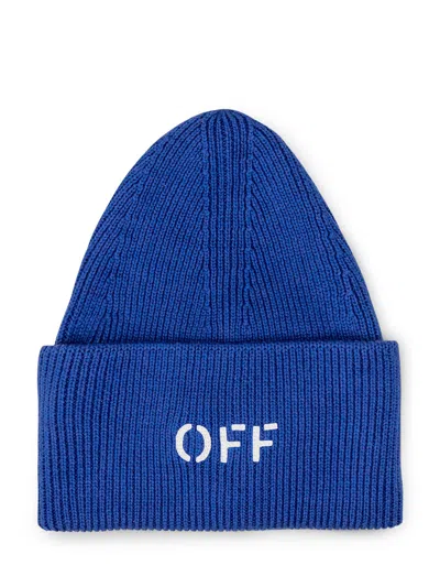 Shop Off-white Off Stamp Loose Knit Beanie In Dark Blue W