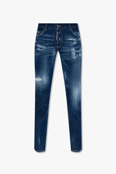 Shop Dsquared2 Jennifer Cropped Jeans In Navy Blue