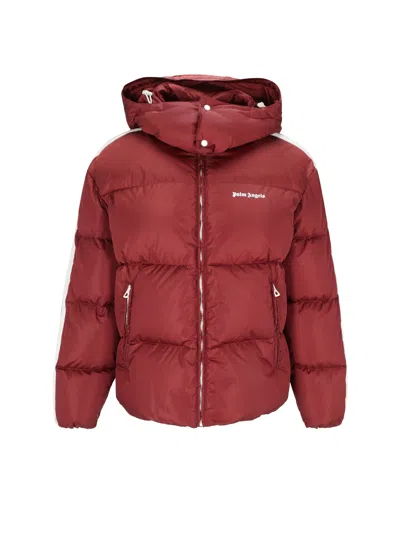 Shop Palm Angels Hooded Nylon Down Jacket In Red