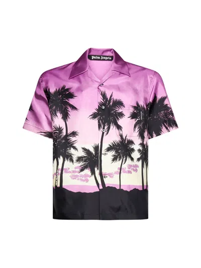 Shop Palm Angels Bowling Shirt In Violet
