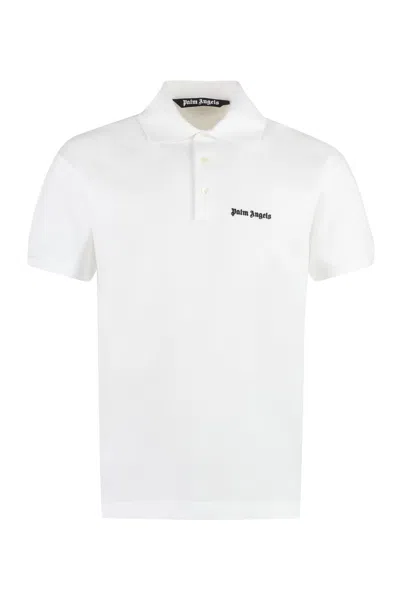 Shop Palm Angels Cotton-piqu Olo Shirt In White