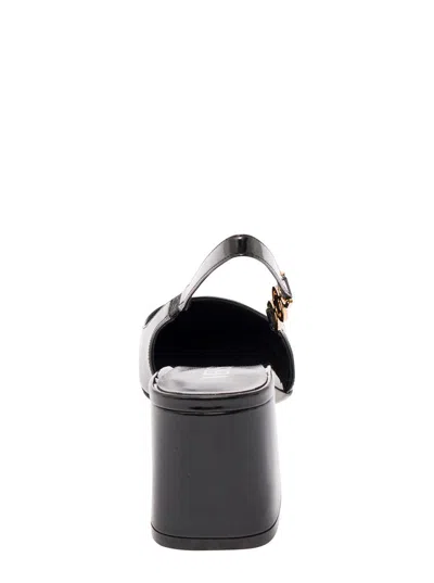 Shop Versace 'medusa 95' Black Slingback Pumps With Medusa Detail In Patent Leather Woman