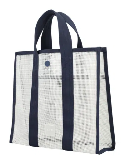 Shop Apc A.p.c. Cabas Louise Tote Bag In White/navy