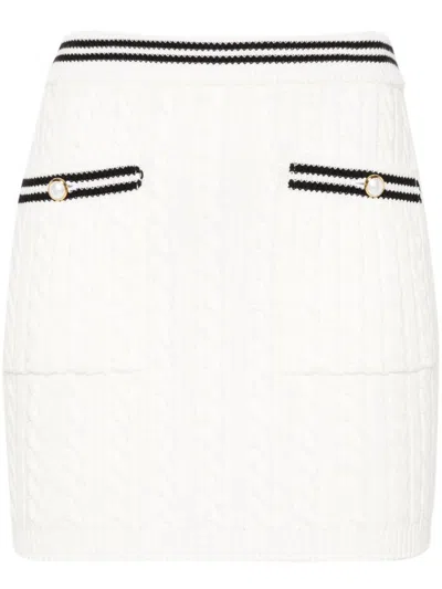 Shop Alessandra Rich Cable Knitted Mini Skirt In White