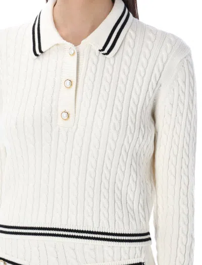 Shop Alessandra Rich Knitted Polo In White