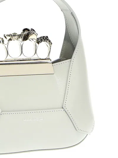 Shop Alexander Mcqueen 'the Jewelled Hobo Mini' Handbag In White