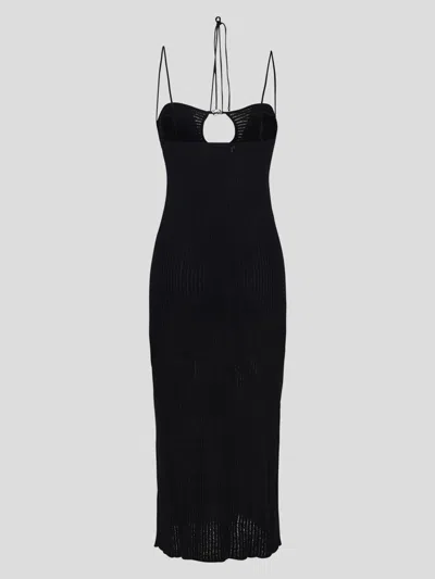 Shop Blumarine Ribbed Dress In Black
