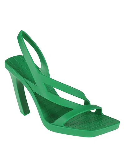 Shop Bottega Veneta Jimbo Rubber Slingback Sandals In Green