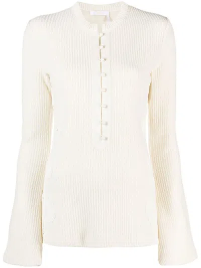 Shop Chloé Embroidered Wool Jumper In White