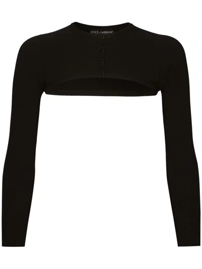 Shop Dolce & Gabbana Cropped Cardigan In Black