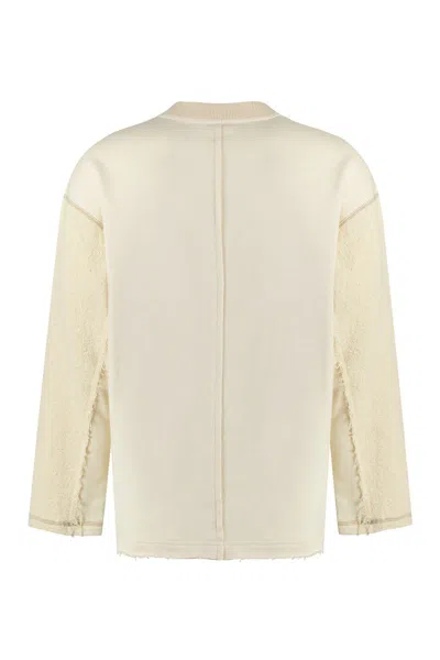 Dolce & Gabbana Men's Logo Detail Cotton Sweatshirt In Panna
