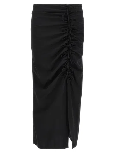 Shop Ganni Midi Bow Skirt In Black