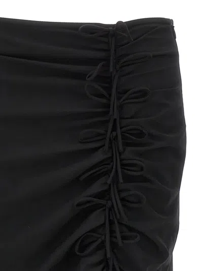 Shop Ganni Midi Bow Skirt In Black