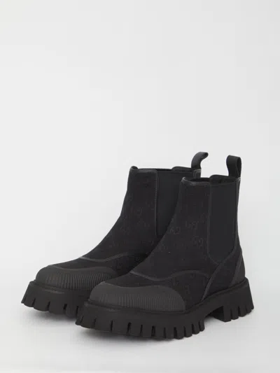 Shop Gucci Gg Ankle Boots In Black