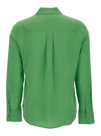 Shop Equipment Green Satin Slim Signature Shirt In Silk Woman