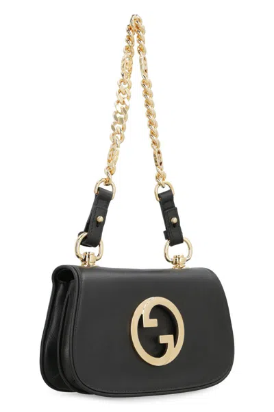 Shop Gucci Blondie Mini Leather Shoulder Bag In Black