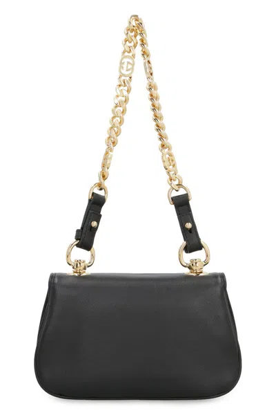 Shop Gucci Blondie Mini Leather Shoulder Bag In Black