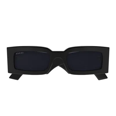Gucci Gg1425s 001 Rectangle Sunglasses In Black
