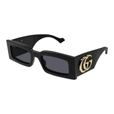 Gucci Gg1425s 001 Rectangle Sunglasses In Black