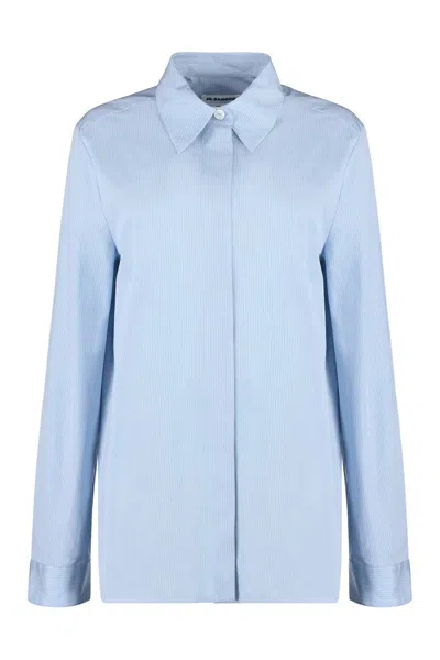 Jil Sander Women's Striped Cotton Shirt In Blue