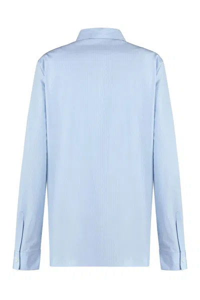 Shop Jil Sander Striped Cotton Shirt In Blue