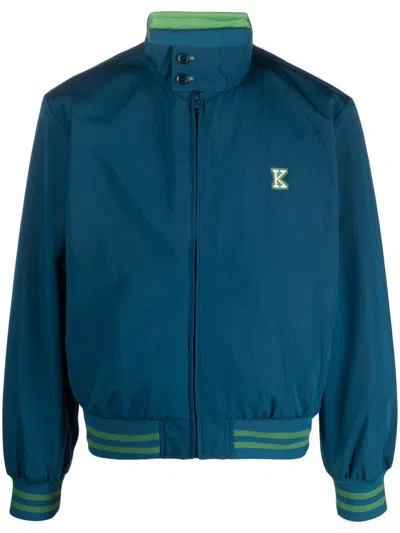 Shop Kenzo Logo Nylon Bomber Jacket In Blue