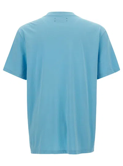 Shop Amiri Light Blue T-shirt With Dragon Logo Print In Cotton Man