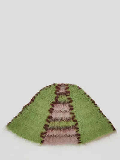 Shop Marni Mohair Knit Hat In Green