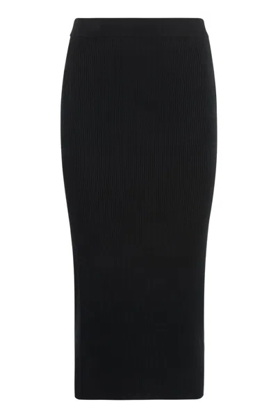 Shop Michael Kors Ribbed Knit Skirt In Black