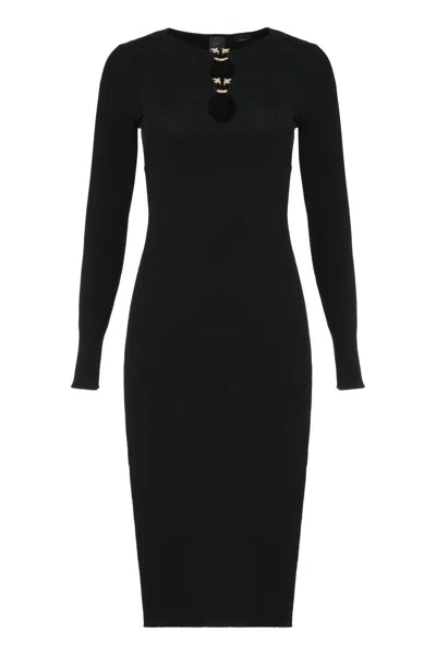 Shop Pinko Leone Knitted Dress In Black