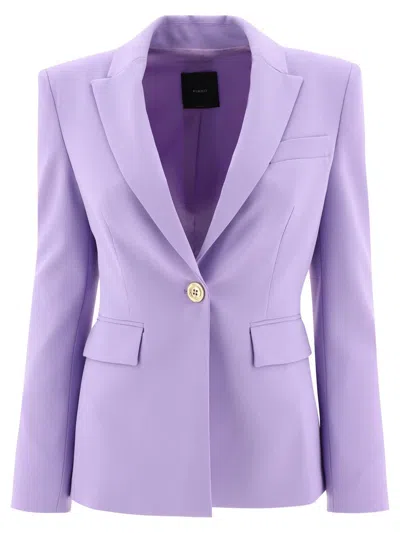 Shop Pinko Single-breasted Blazer In Crêpe Stretch In Purple