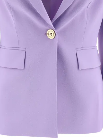 Shop Pinko Single-breasted Blazer In Crêpe Stretch In Purple