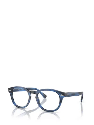 Shop Polo Ralph Lauren Eyeglasses In Shiny Striped Blue Havana