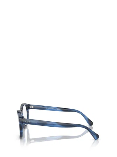 Shop Polo Ralph Lauren Eyeglasses In Shiny Striped Blue Havana