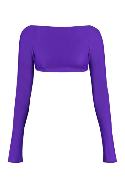 Shop Pucci Knitted Crop Top In Purple