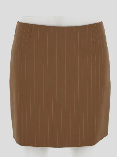 Shop Semicouture Skirts In Gessato Miele/neve