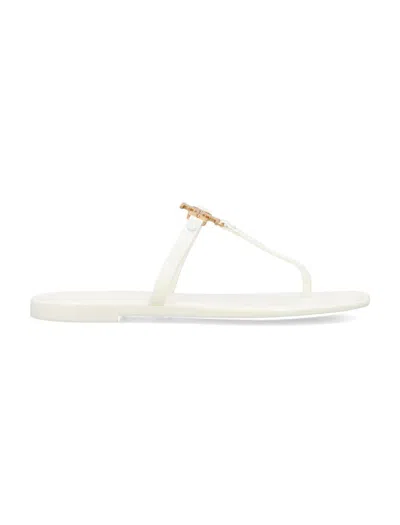 Shop Tory Burch Roxanne Jelly Thong Sandals In Ivory / Gold