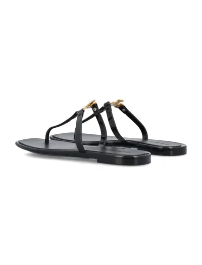 Shop Tory Burch Roxanne Jelly Thong Sandals In Perfect Black / Gold