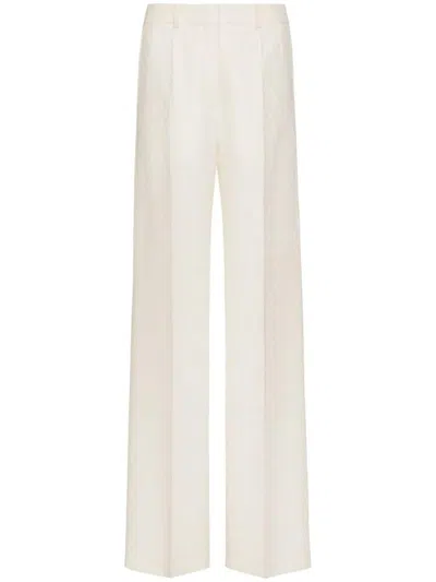 Shop Valentino Toile Iconographe Wool And Silk Blend Trousers In White