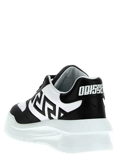 Shop Versace 'odissea Greca' Sneakers In White/black