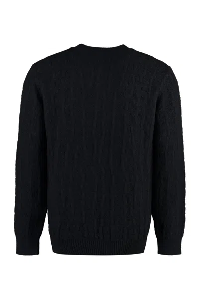 Shop Versace Crew-neck Wool Sweater In Black