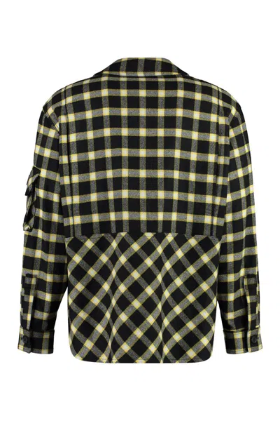 Shop Versace Wool Blend Overshirt In Black