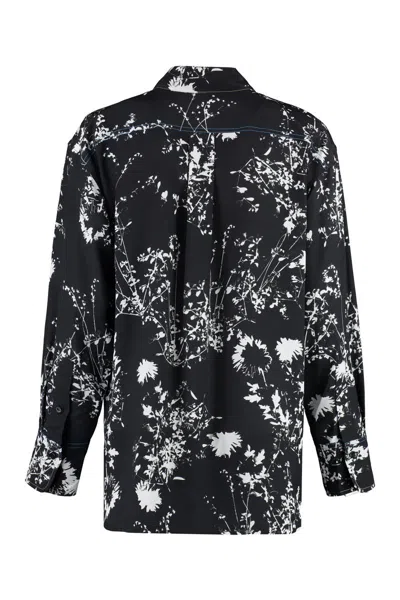 Shop Victoria Beckham Printed Silk Shirt In Black
