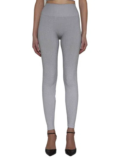 Shop Wolford Trousers In Silver Shine