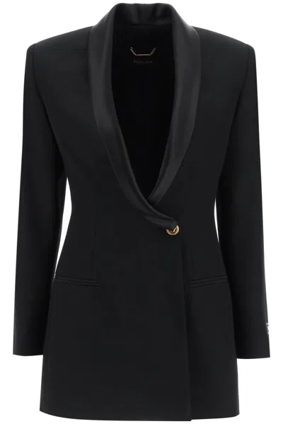 Shop Versace Single-breasted Wool Blazer In Black (black)