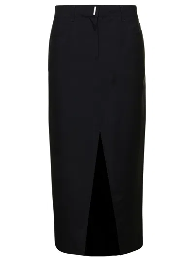 Shop Givenchy Long Skirt With Front Split In Black