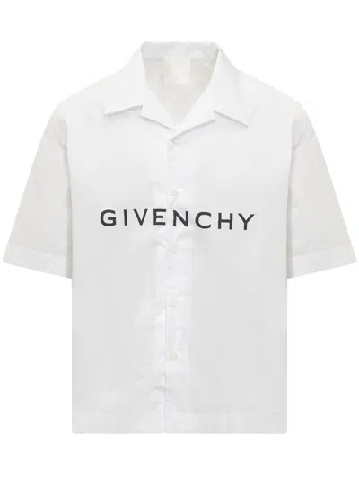 Shop Givenchy Hawaiian Poplin Shirt In Bianco