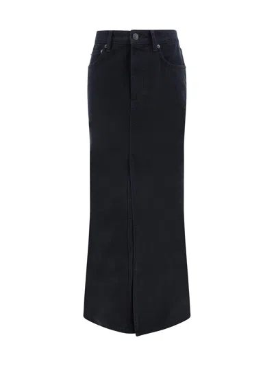 Shop Balenciaga Denim Midi Skirt In Black