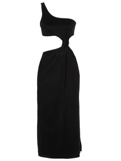 Shop Versace Dress With Denuded Shoulder In Black
